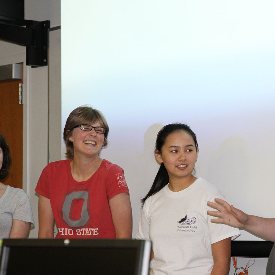 2 students during final presentation