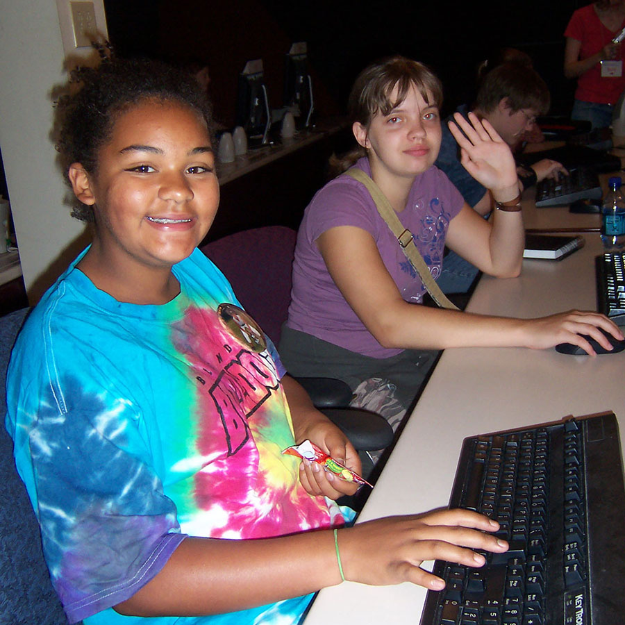 two students in the computer lab