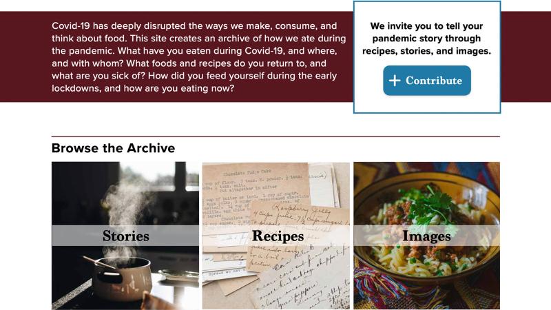 Example digital mockup for 'The Covid Food Archive'