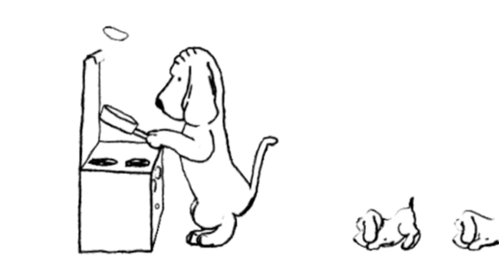 dog flipping pancake