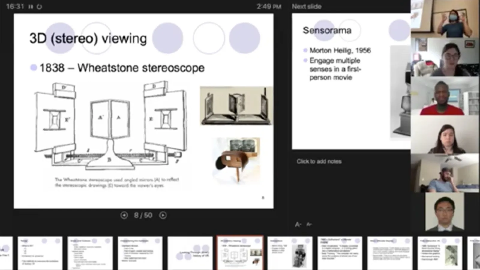 screen shot of class lecture over zoom