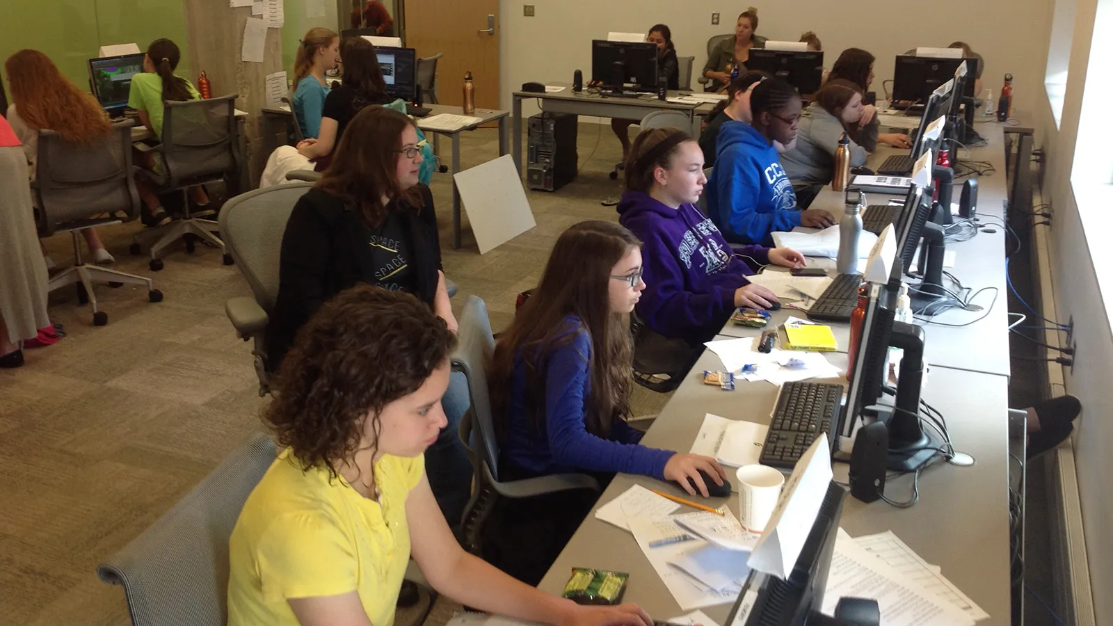 Students and mentors in computer lab