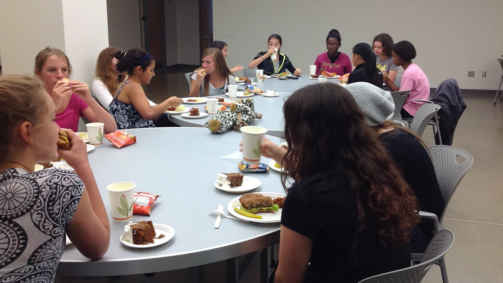 Group having lunch