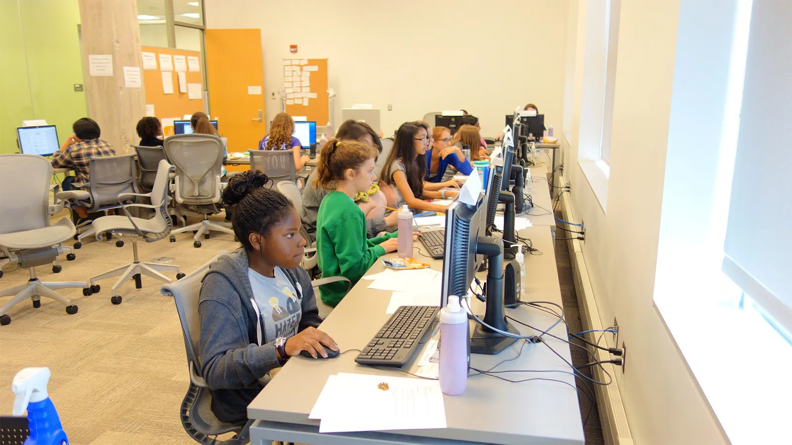Students working on computers