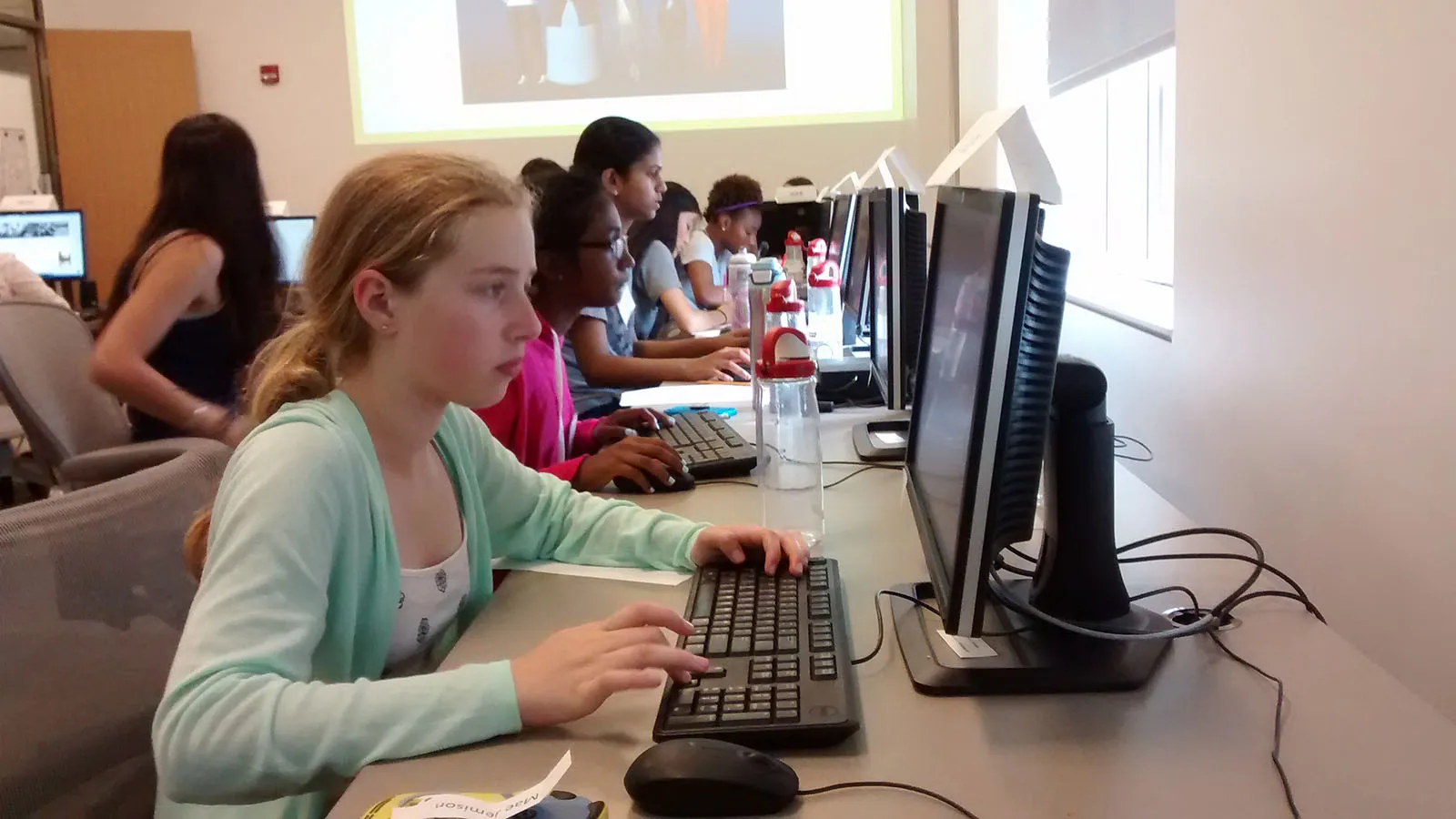 Students working at computers