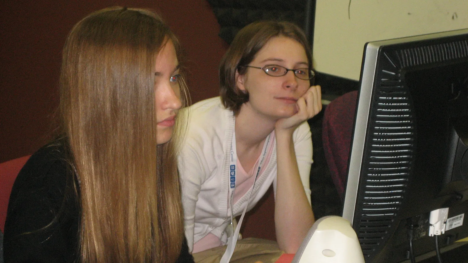 Student and mentor working at a computer