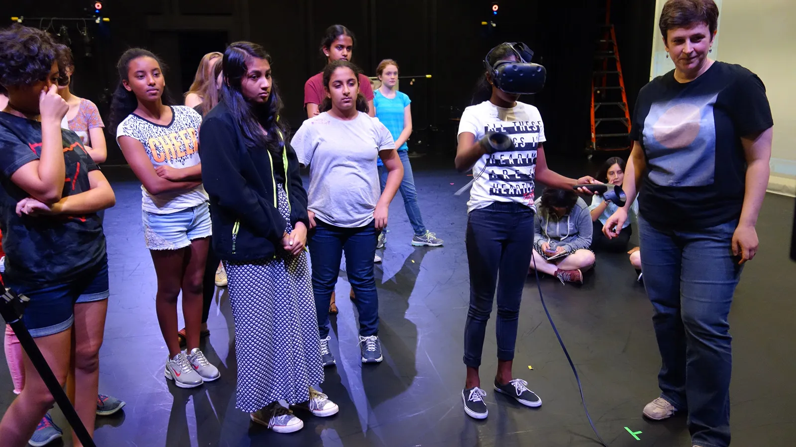 Students working with VR headset