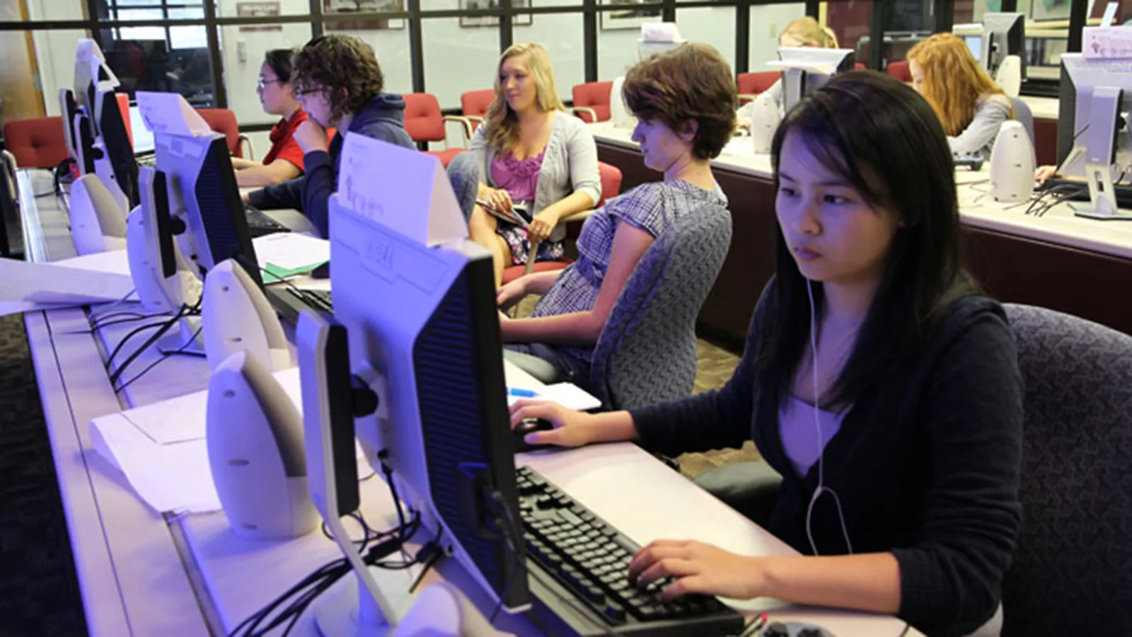 Students working at computers