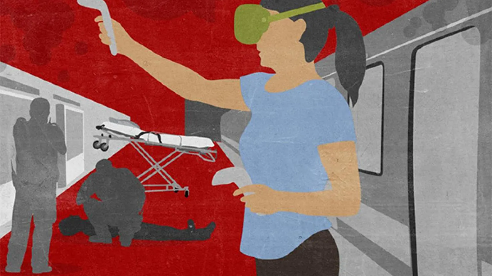 illustration showing person using VR for training