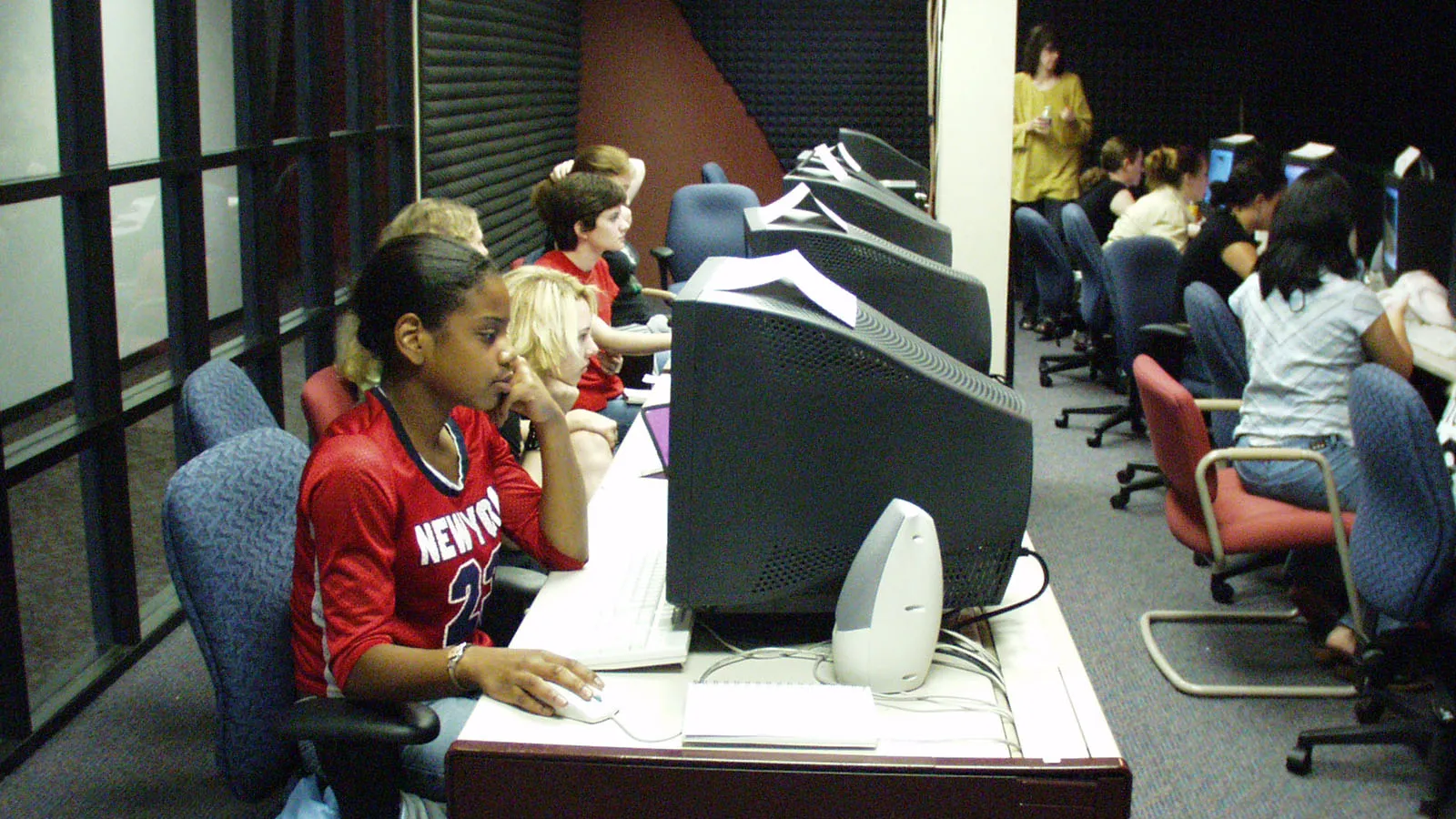 students working at computers