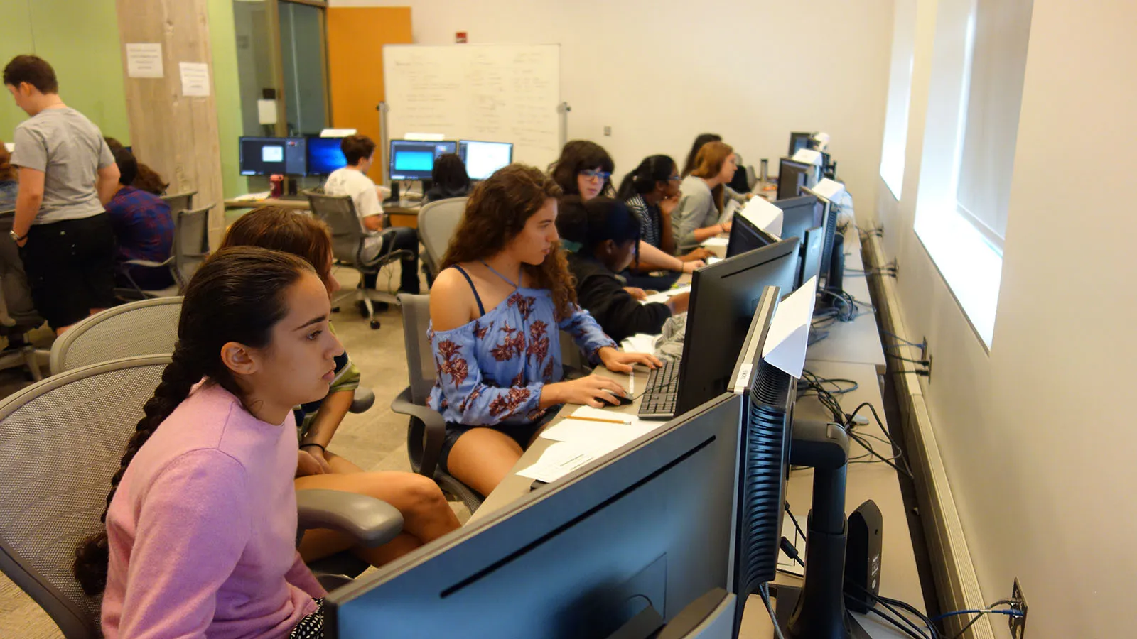 students working at computers