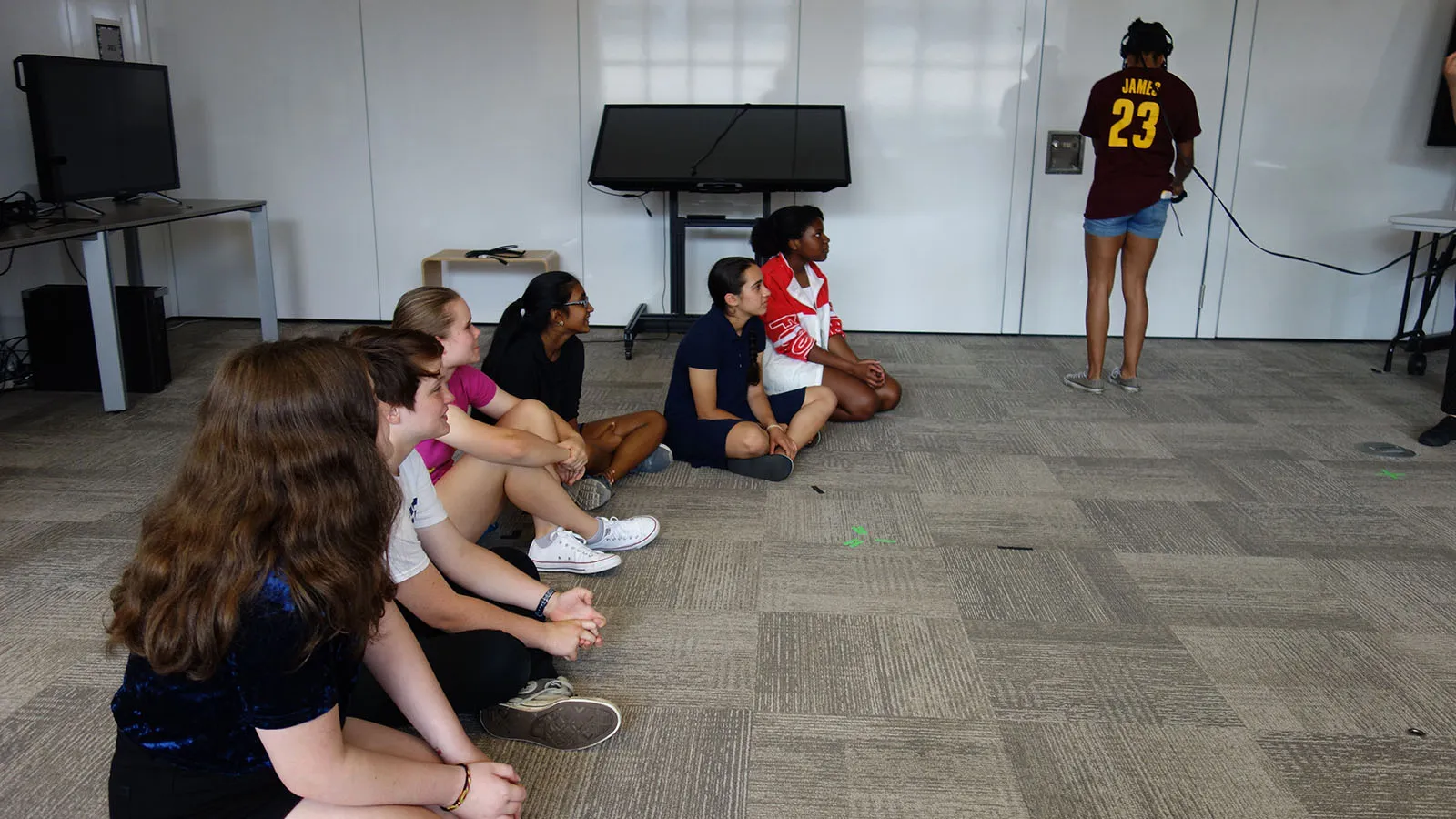students working with VR headset
