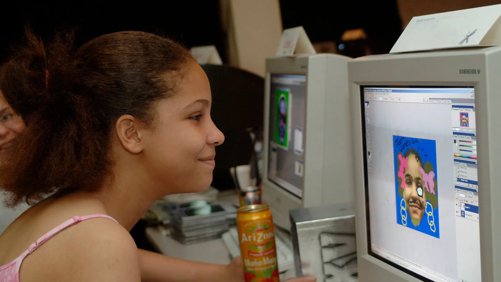 student working at computer
