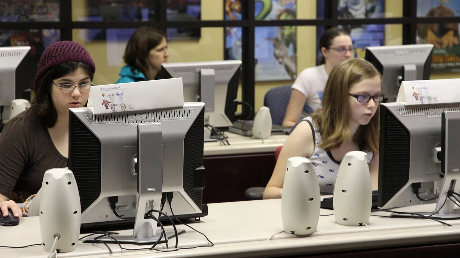 two students working at computers