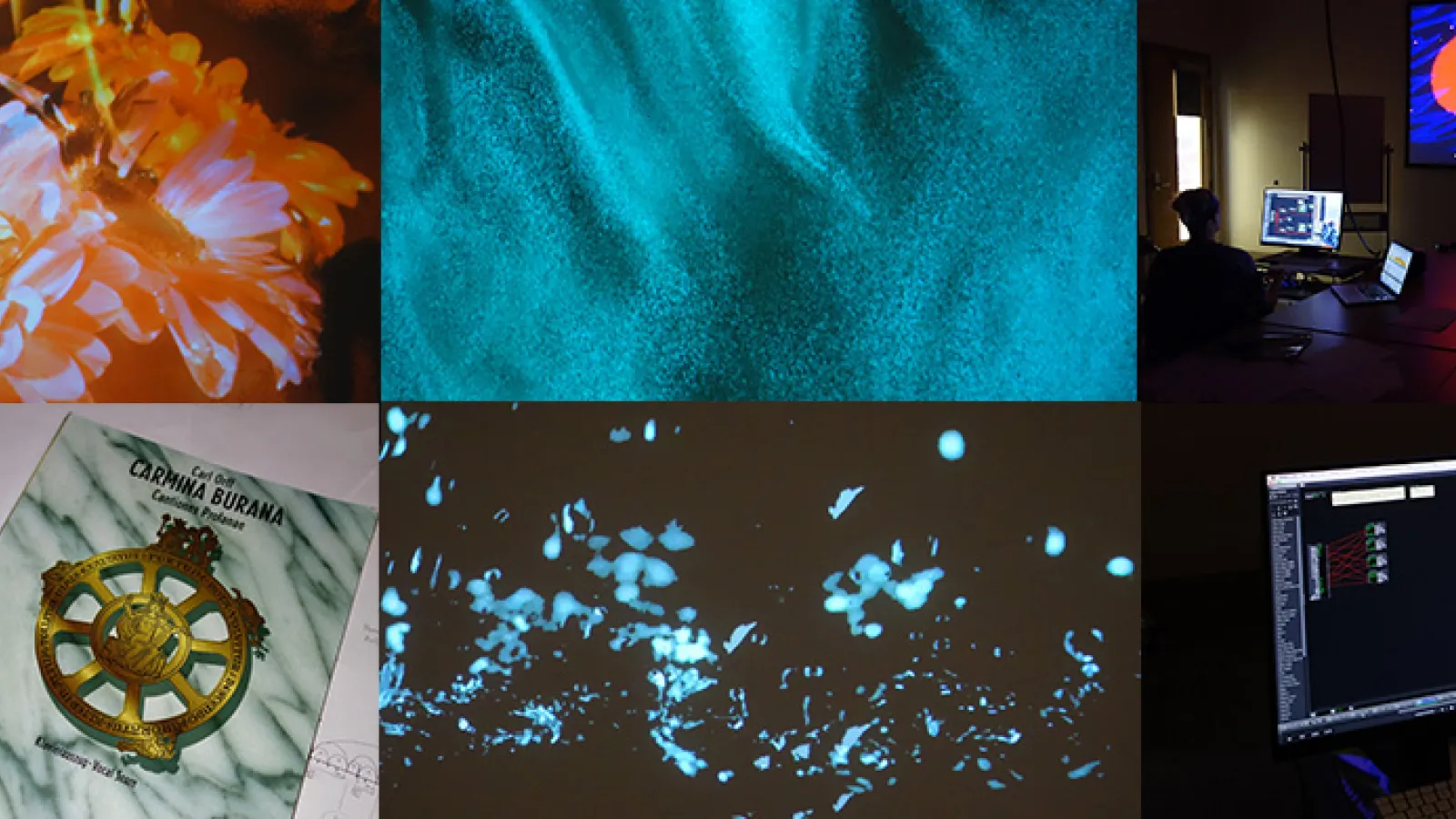 examples of imagery that will be on display during the Carmina Burana concert in Weigel Auditorium