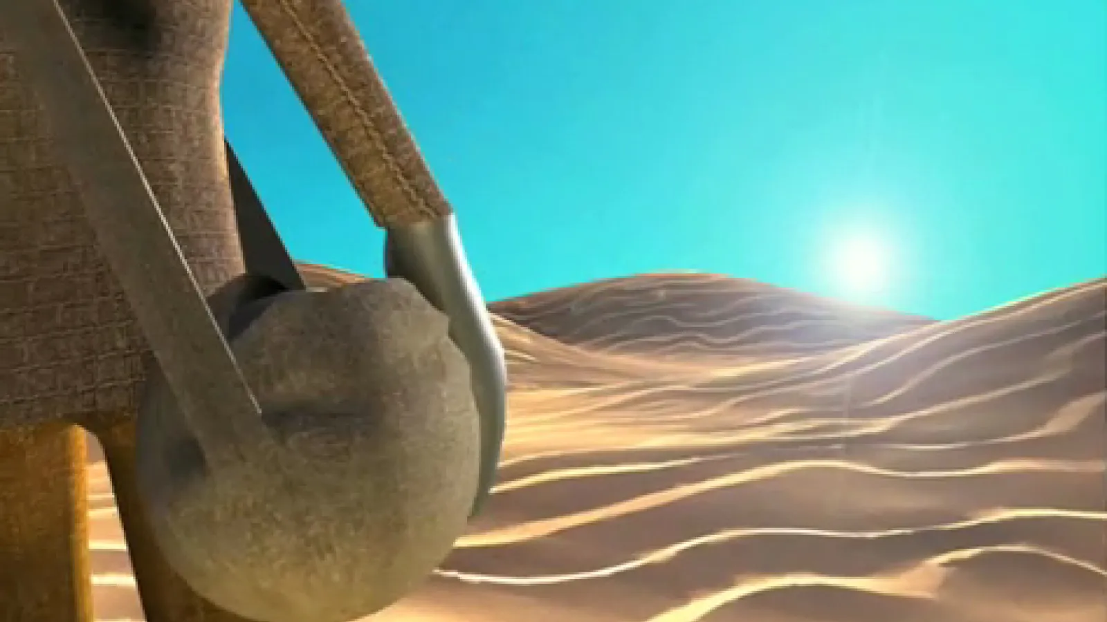 desert with character holding canteen