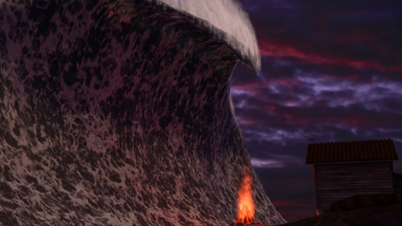 Still from SentiencE showing giant wave