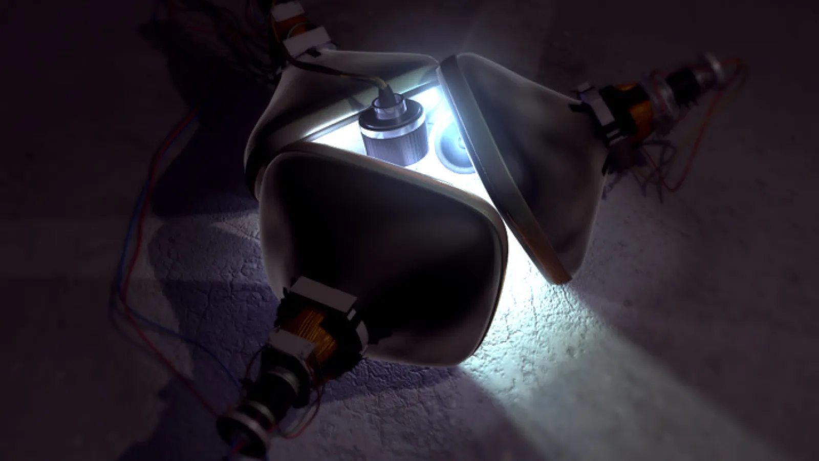 Three lights facing each other