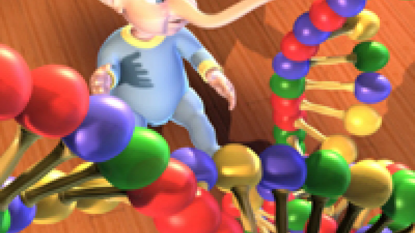 Animated child with an elephant trunk for a nose