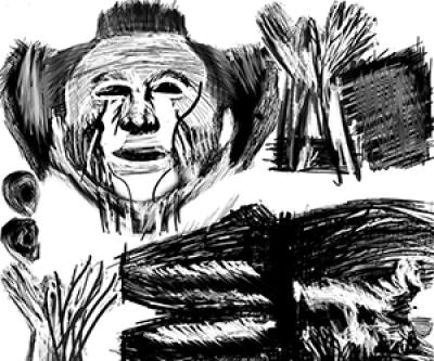 Hand drawn black and white color study sketch Hand drawn black and white color study sketch