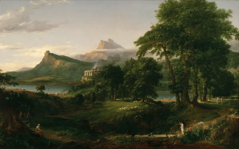 Painting of fields by thomas cole