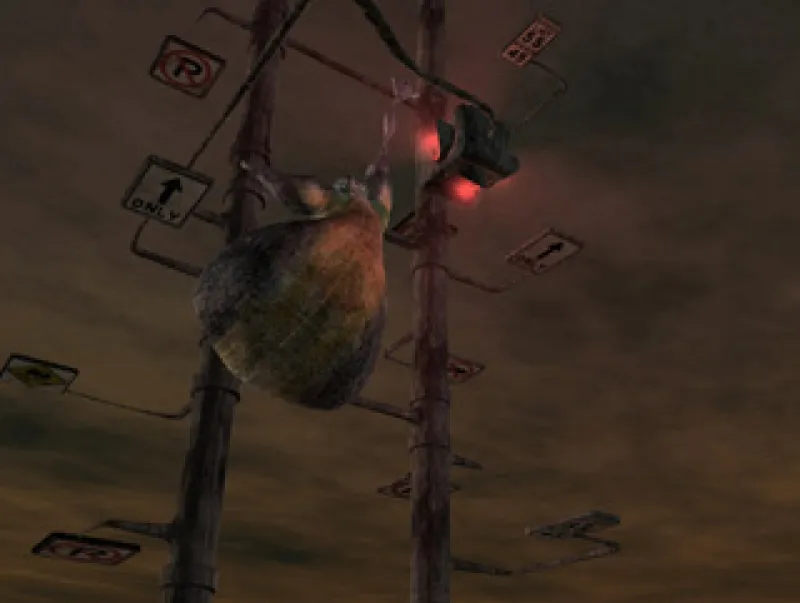 Character climbing street signs