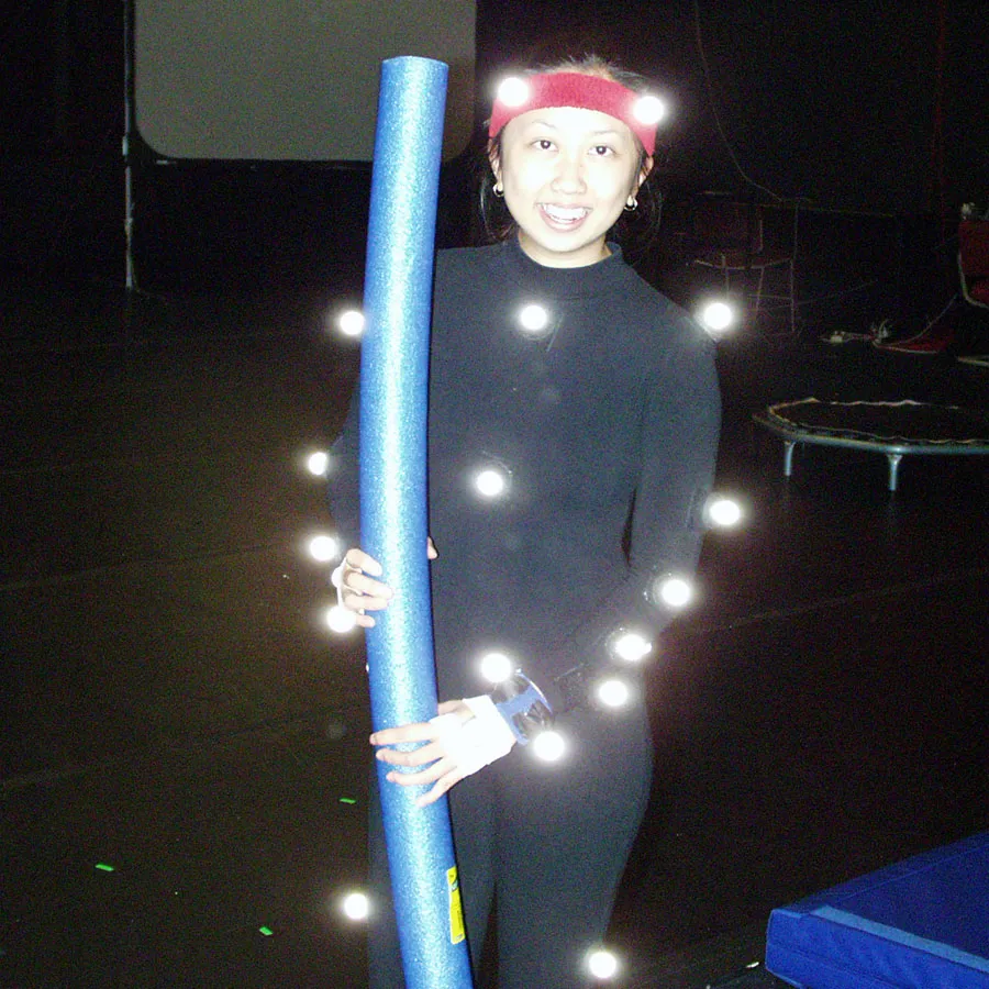 student in motion capture suit