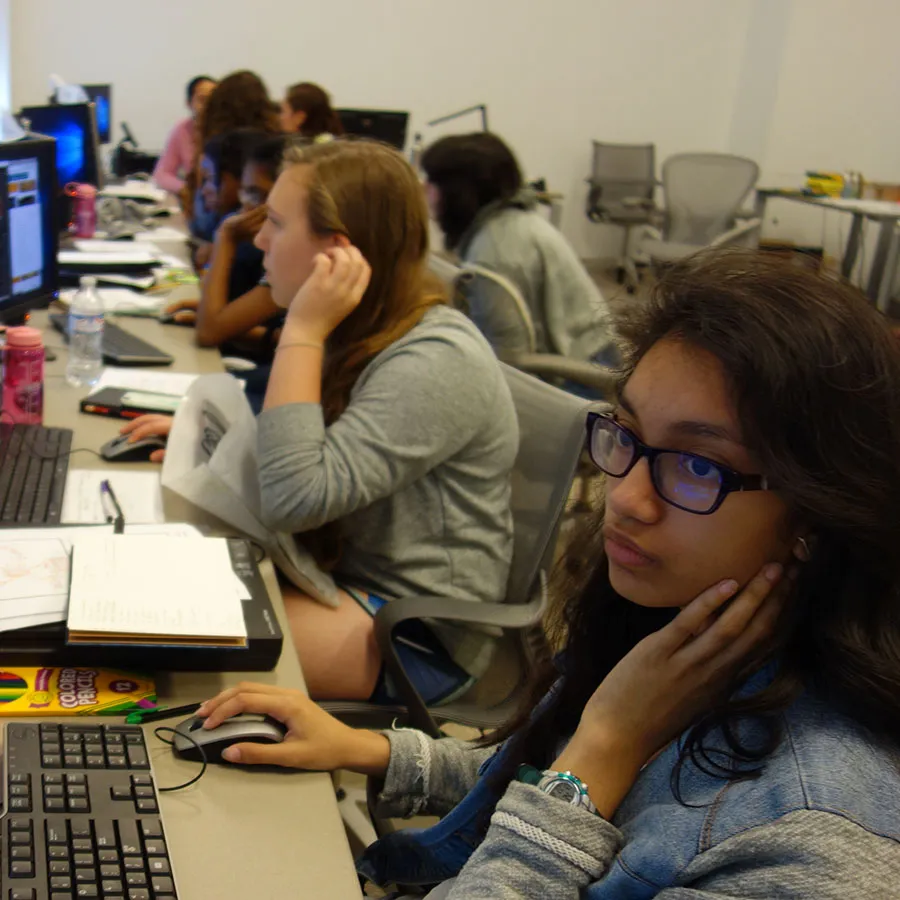 students working in computer lab
