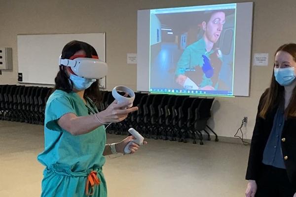 image of a first responder testing the VR training application