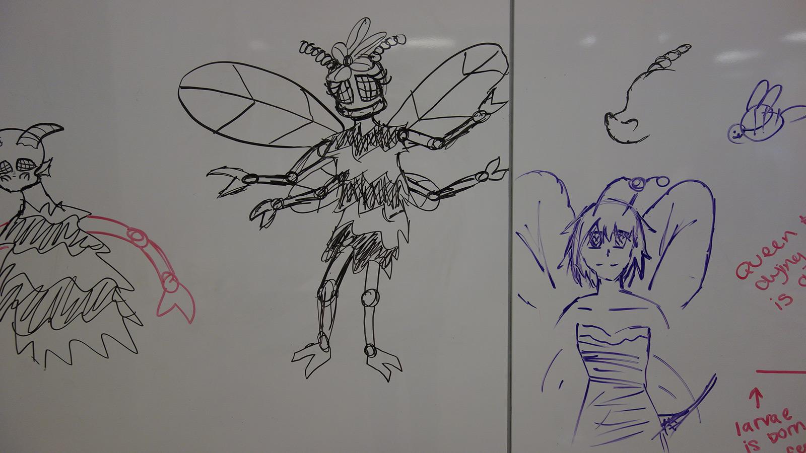 Sketches on a whiteboard