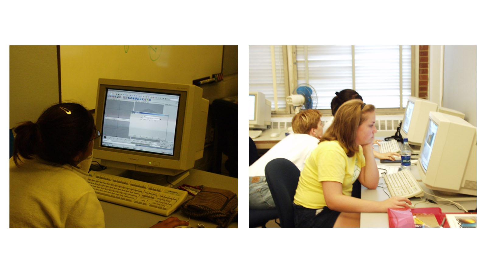 students working at computers
