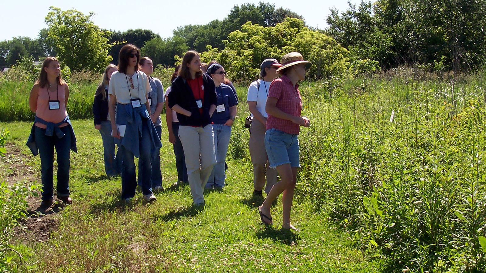 students visiting the prairie