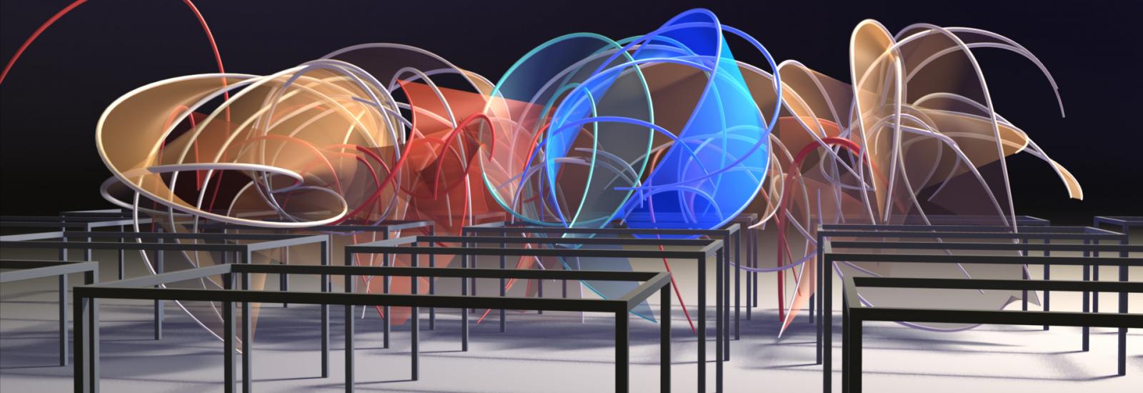 3D Alignment Forms Animation of dancer’s traceforms in One Flat Thing, reproduced mapped to 3D space. Credit: Synchronous Objects Project, The Ohio State University and The Forsythe Company.